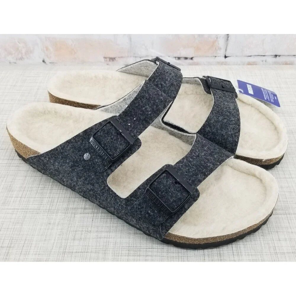 NWT Birkenstock Arizona Rivet Wool Felt Sandals Doubleface Gray Men's 13 EU 46
